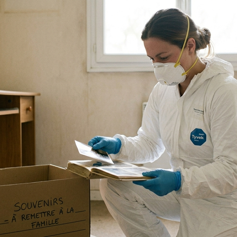 Spécialiste de Tech-Clean Extrême triant avec soin les souvenirs d'une famille à Montpellier